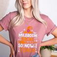 My Broom Broke So Now I Teach Halloween Teacher Women's Heather T-Shirt Heather Mauve
