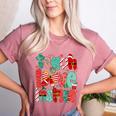 Christmas Coquette Bow Teacher Teach Love Inspire Women's Heather T-Shirt Heather Mauve Christmas Coquette Bow Teacher Teach Love Inspire Women's Heather T-Shirt Heather Mauve