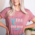Cute Mermaid Librarian Teacher Dive Into A Good Book Reading Women's Heather T-Shirt Heather Mauve