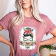 Early Head Start Life Messy Bun Back To School Teacher Women Women's Heather T-Shirt Heather Mauve