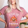 Lets Eat Kids Punctuation Saves Lives Thanksgiving Teacher Women's Heather T-Shirt Heather Mauve