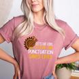 Lets Eat Kids Punctuation Turkey Thanksgiving Teacher Women's Heather T-Shirt Heather Mauve