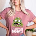 Eye Survived 100 Days Of School Monster Lover Teacher Kids Women's Heather T-Shirt Heather Mauve Eye Survived 100 Days Of School Monster Lover Teacher Kids Women's Heather T-Shirt Heather Mauve