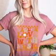 Fall In Love With Music Groovy Thanksgiving Music Teacher Men Women Girls Kids Women's Heather T-Shirt Heather Mauve