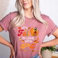 Lets Fall In Love With PE Teacher Thanksgiving Women's Heather T-Shirt Heather Mauve
