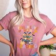 Fall In Love With Reading Halloween Stack Of Book Teacher Women's Heather T-Shirt Heather Mauve