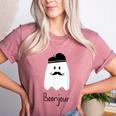 French Teacher Halloween Bonjour Ghost Women's Heather T-Shirt Heather Mauve