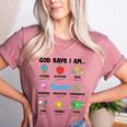God Says Im Teacher Christian Back To School Religious Women's Heather T-Shirt Heather Mauve
