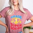 Grade 1 Super Squad Superhero Teacher Team Women's Heather T-Shirt Heather Mauve Grade 1 Super Squad Superhero Teacher Team Women's Heather T-Shirt Heather Mauve