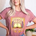 Grammar Police To Serve And Correct English Teacher Women's Heather T-Shirt Heather Mauve