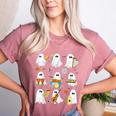 Halloween Ghost Music Teacher Playing Instruments Women's Heather T-Shirt Heather Mauve Halloween Ghost Music Teacher Playing Instruments Women's Heather T-Shirt Heather Mauve