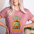 Halloween Teacher Librarian Monster Reading Books Men Women Kids Women's Heather T-Shirt Heather Mauve