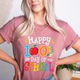 Happy 100th Day Of School Teachers 100 Days Of School Kids Women's Heather T-Shirt Heather Mauve Happy 100th Day Of School Teachers 100 Days Of School Kids Women's Heather T-Shirt Heather Mauve