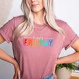 Happy Fri Yay Teacher Friday Women's Heather T-Shirt Heather Mauve Happy Fri Yay Teacher Friday Women's Heather T-Shirt Heather Mauve