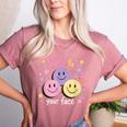 Happy To See Your Face Smile Face Teacher Back To School Women's Heather T-Shirt Heather Mauve Happy To See Your Face Smile Face Teacher Back To School Women's Heather T-Shirt Heather Mauve