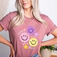 Happy To See Your Face Teacher Flower Back To School Women's Heather T-Shirt Heather Mauve
