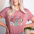 Hello Pre-K Pencil Teacher Student Tie Dye Women's Heather T-Shirt Heather Mauve