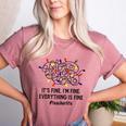 It's Fine I'm Fine Christmas Lights Teacher Xmas Women's Heather T-Shirt Heather Mauve It's Fine I'm Fine Christmas Lights Teacher Xmas Women's Heather T-Shirt Heather Mauve