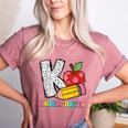 K Is For Kindergarten Teacher Pencil Apple Back To School Women's Heather T-Shirt Heather Mauve K Is For Kindergarten Teacher Pencil Apple Back To School Women's Heather T-Shirt Heather Mauve