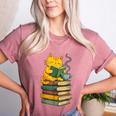 Kawaii Cats Lover Coffee Books Teacher Librarian Cat Women's Heather T-Shirt Heather Mauve