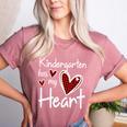 Kindergarten Has My Heart Buffalo Print Teacher Valentine Women's Heather T-Shirt Heather Mauve Kindergarten Has My Heart Buffalo Print Teacher Valentine Women's Heather T-Shirt Heather Mauve