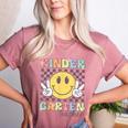 Kindergarten Teacher Team Hippie Smile Face Back To School Women's Heather T-Shirt Heather Mauve Kindergarten Teacher Team Hippie Smile Face Back To School Women's Heather T-Shirt Heather Mauve