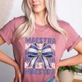 Maestra El Salvador Coquette Bow Hispanic Spanish Teacher Women's Heather T-Shirt Heather Mauve