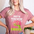 Math Teachers Love Brains Zombie Teacher School Halloween Women's Heather T-Shirt Heather Mauve