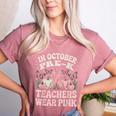 In October Pre-K Teachers Wear Pink Ribbon Breast Cancer Women's Heather T-Shirt Heather Mauve