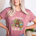 One Thankful Teacher Cute Thanksgiving Turkey School Women's Heather T-Shirt Heather Mauve