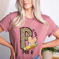 P Is For Pre K Teacher Leopard First Day Of School For Men Women Girls Kids Women's Heather T-Shirt Heather Mauve