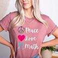 Peace Love Math Maths Teacher Pi Symbol Men Women Women's Heather T-Shirt Heather Mauve