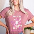 Pink Unicorn Spanish Teacher Regalos Para Bilingue Teacher Women's Heather T-Shirt Heather Mauve