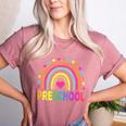 Preschool Rainbow Girls Boys Kids Teacher Back To School Women's Heather T-Shirt Heather Mauve