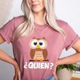 Quien Who Owl Spanish Teacher Women's Heather T-Shirt Heather Mauve Quien Who Owl Spanish Teacher Women's Heather T-Shirt Heather Mauve