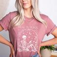 Read In Peace Skeleton Reading Teacher Spooky Halloween Women's Heather T-Shirt Heather Mauve
