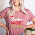 Santa's Favorite Pre-K Teacher Christmas Santa Hat Lights For Men Women Kids Women's Heather T-Shirt Heather Mauve