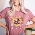 Social Studies Teacher Pencil Heart Leopard Back To School Women's Heather T-Shirt Heather Mauve Social Studies Teacher Pencil Heart Leopard Back To School Women's Heather T-Shirt Heather Mauve