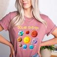 Solar System Cute Face Planets Space Science Teacher School Women's Heather T-Shirt Heather Mauve