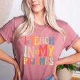 I Teach In My Pajamas Retro Groovy Teacher Humor Women's Heather T-Shirt Heather Mauve