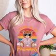 I Teach In My Pajamas Teacher Sunset Bear Retro Women's Heather T-Shirt Heather Mauve