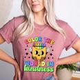 Teacher Back To School Color In Kindness Crayon Pencil Women's Heather T-Shirt Heather Mauve Teacher Back To School Color In Kindness Crayon Pencil Women's Heather T-Shirt Heather Mauve