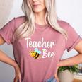 Teacher Bee Bumblebee Back To School Women's Heather T-Shirt Heather Mauve Teacher Bee Bumblebee Back To School Women's Heather T-Shirt Heather Mauve