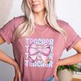 Teacher Bow Pencil Flowers Teacher Back To School Women's Heather T-Shirt Heather Mauve Teacher Bow Pencil Flowers Teacher Back To School Women's Heather T-Shirt Heather Mauve
