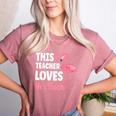 This Teacher Loves Her Flock Teaching Flamingo Girl Women's Heather T-Shirt Heather Mauve This Teacher Loves Her Flock Teaching Flamingo Girl Women's Heather T-Shirt Heather Mauve