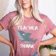 Teacher Shark Shirt Christmas Idea For Him Her Women's Heather T-Shirt Heather Mauve