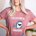 Teacher Shark Teaching Back To School Kindergarten Women's Heather T-Shirt Heather Mauve