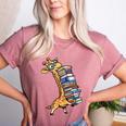 Teacher Shirt Giraffe Holding Books Bookworm Librarian Women's Heather T-Shirt Heather Mauve Teacher Shirt Giraffe Holding Books Bookworm Librarian Women's Heather T-Shirt Heather Mauve