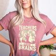 Teachers Love Brains Halloween Costume Boo Trick Teach Women's Heather T-Shirt Heather Mauve Teachers Love Brains Halloween Costume Boo Trick Teach Women's Heather T-Shirt Heather Mauve