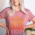 All Teachers Love Brains Shirt Halloween Teacher Women's Heather T-Shirt Heather Mauve